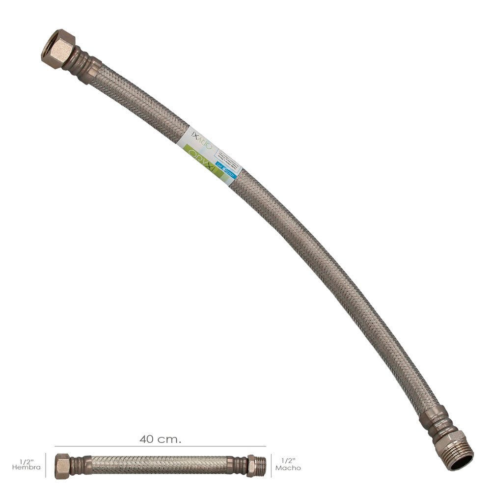 Reinforced flexible stainless steel hose male 1/2" - female 1/2" length 400 mm