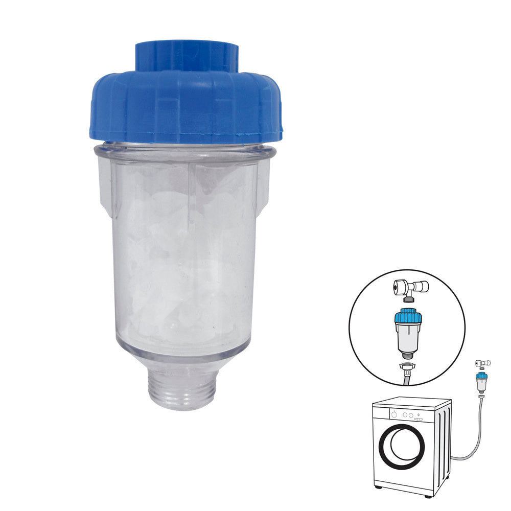 Washing machine water filter, direct polyphosphate, domestic use