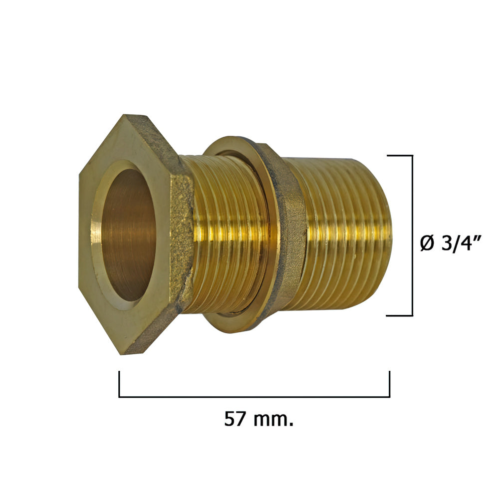Tank outlet fitting with 3/4" thread