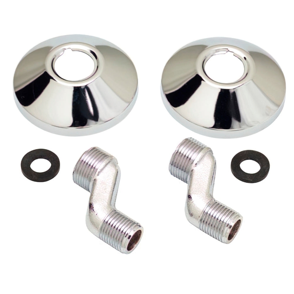 Set of eccentric connectors 2.5 cm 1/2x3/4 with trim plate