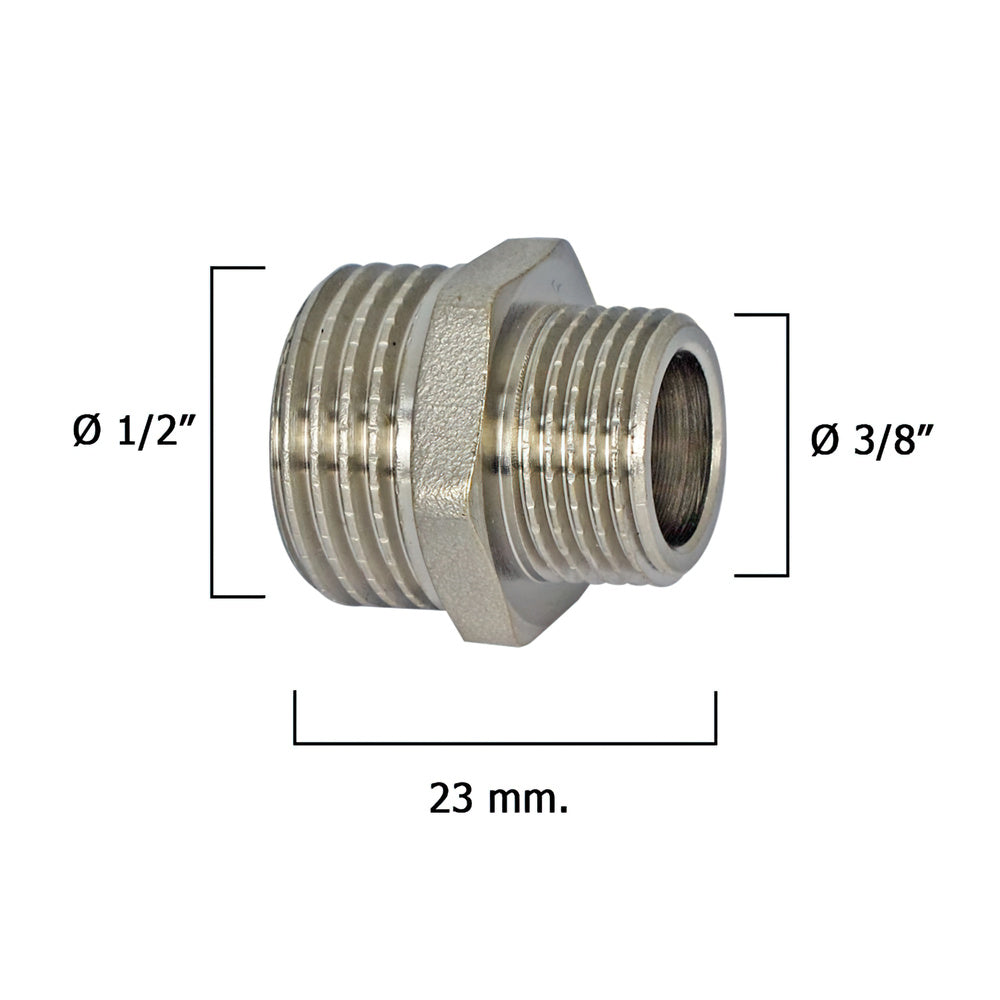 Chrome reducing nipples 3/8" to 1/2"