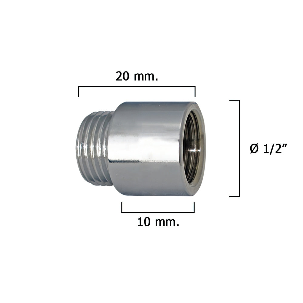 Alargadera redonda cromo  1/2" x 10