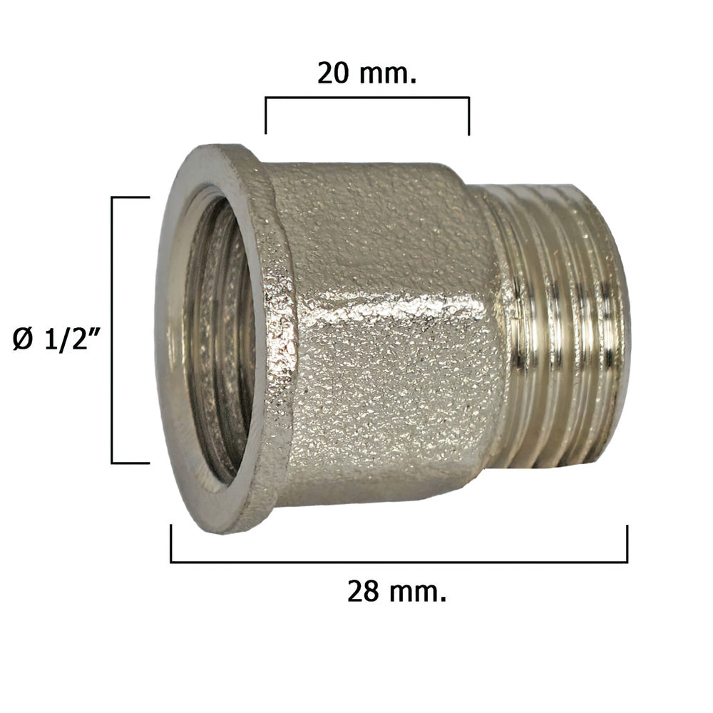 Alargadera hexagonal cromo 1/2x20
