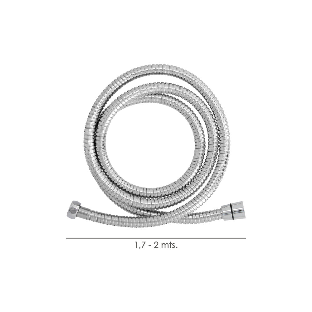 Flexible / extendable stainless steel shower hose 1.7 to 2 meters with brass fittings. Flexible, kink-resistant,