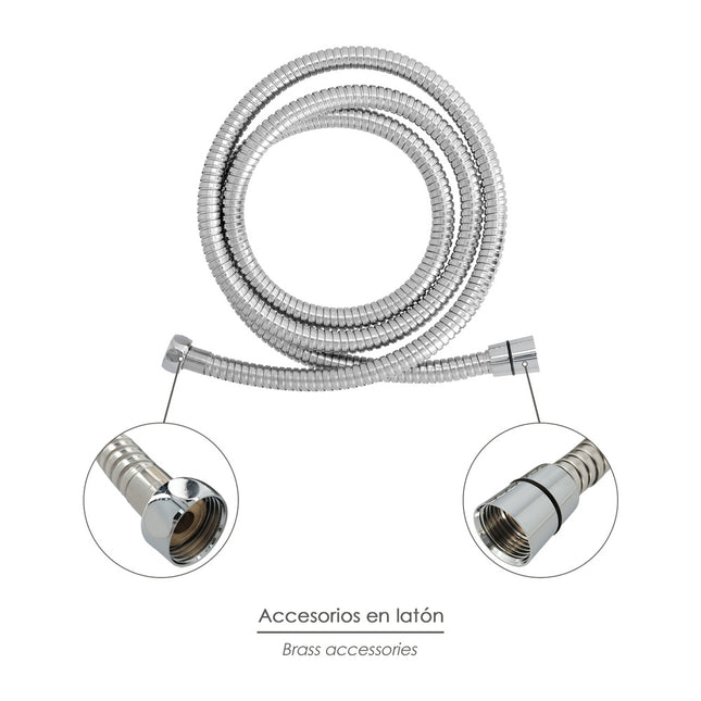 Flexo / manguera ducha extensible acero inoxidable 1,7 a 2 metros accesorios de latón. flexible, resistente a torceduras,