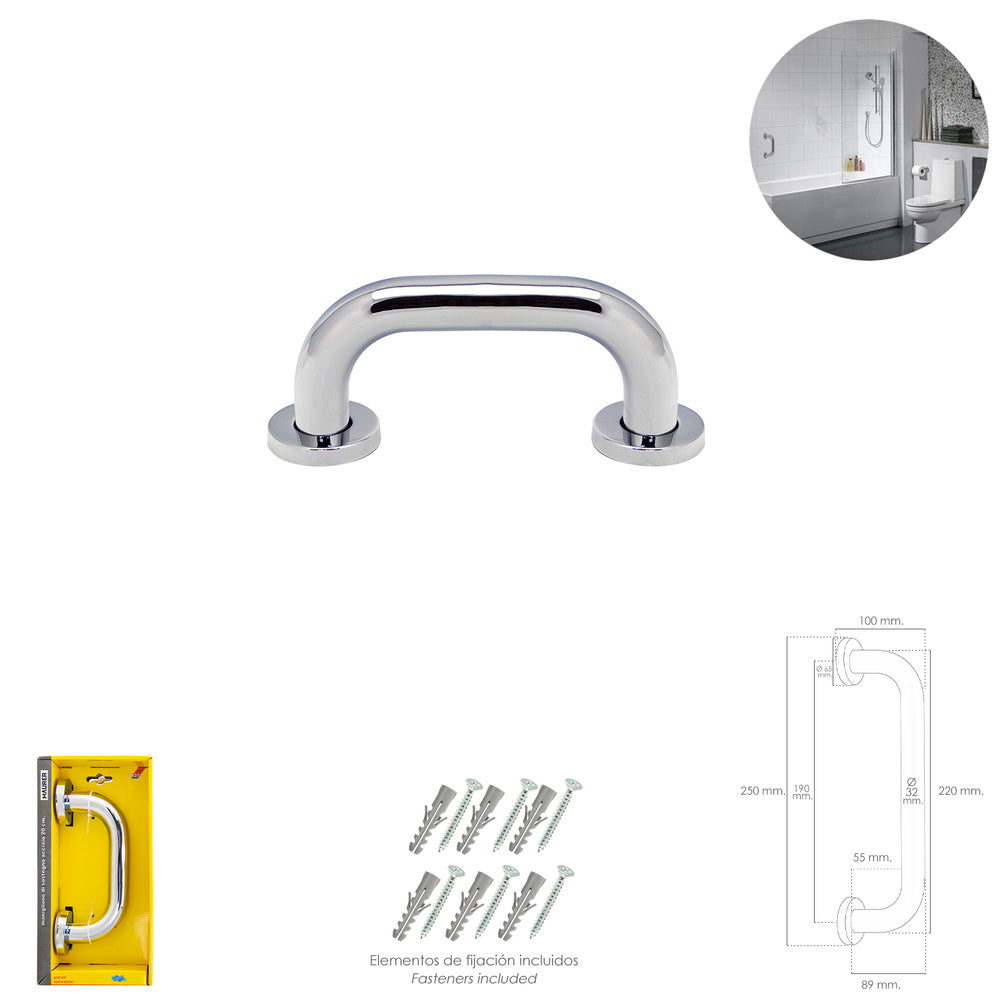 Maurer chrome polished shower grab bar ø 32 mm length 22 cm