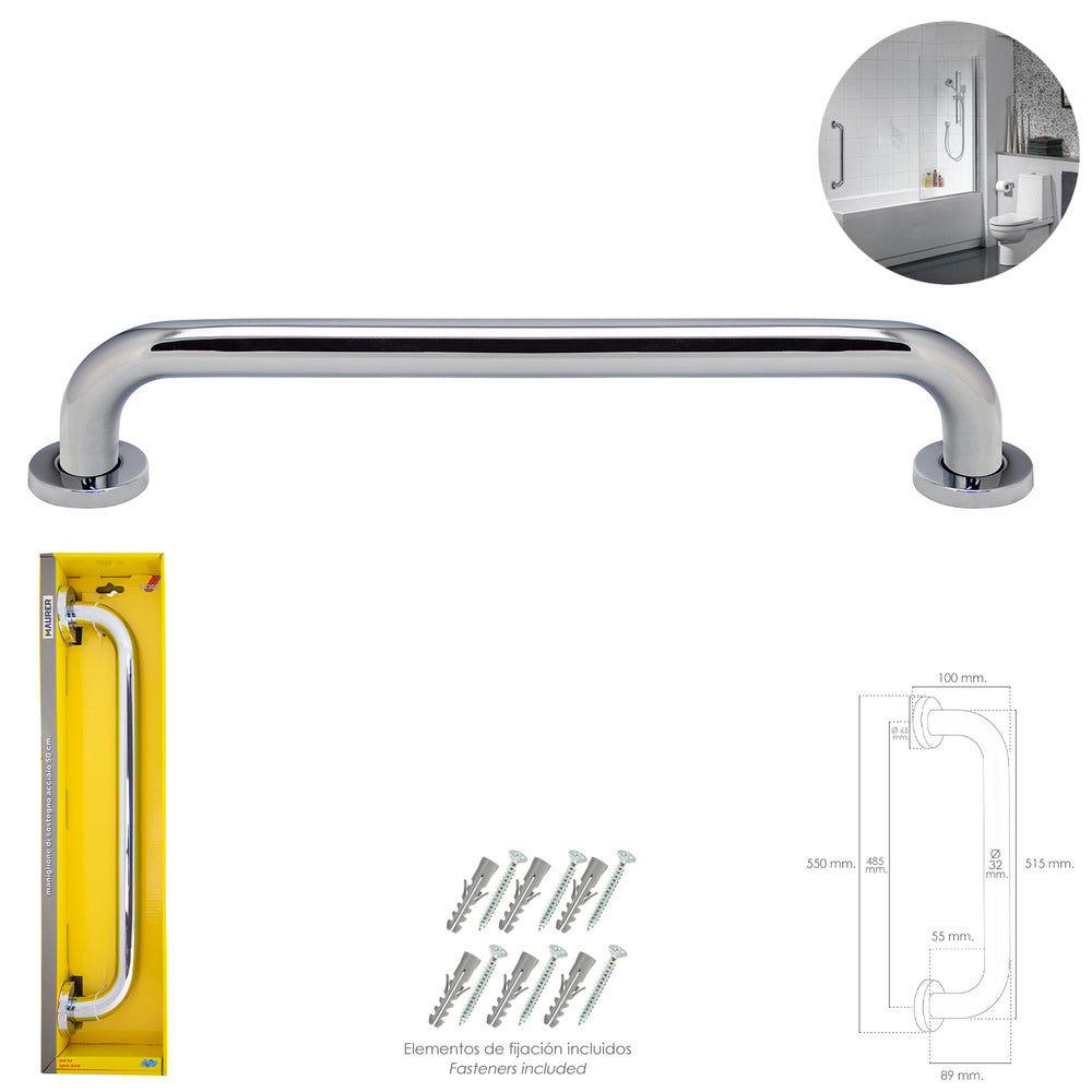 Maurer shower grab bar, chrome finish, 32 mm diameter, 50 cm length