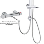 Complete universal multifunctional shower column, square, stainless steel, rain effect shower head 22.5x22.5 cm