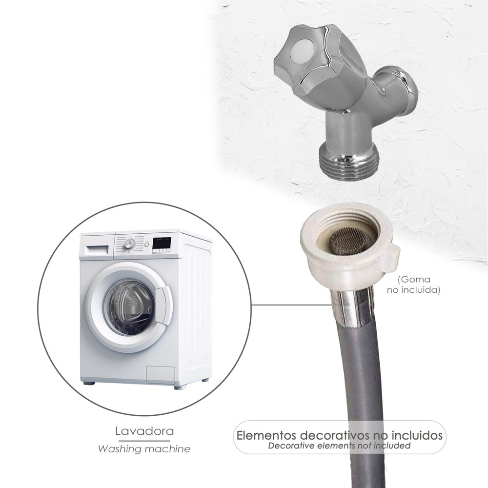 Torneira simples para máquina de lavar roupa, entrada de 1/2" - saída de 3/4", torneira para máquina de lavar roupa, torneira para máquina de lavar louça, torneira de corte