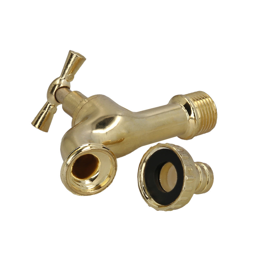 Torneira curva em latão polido com encaixe de 1/2", torneira para jardim exterior