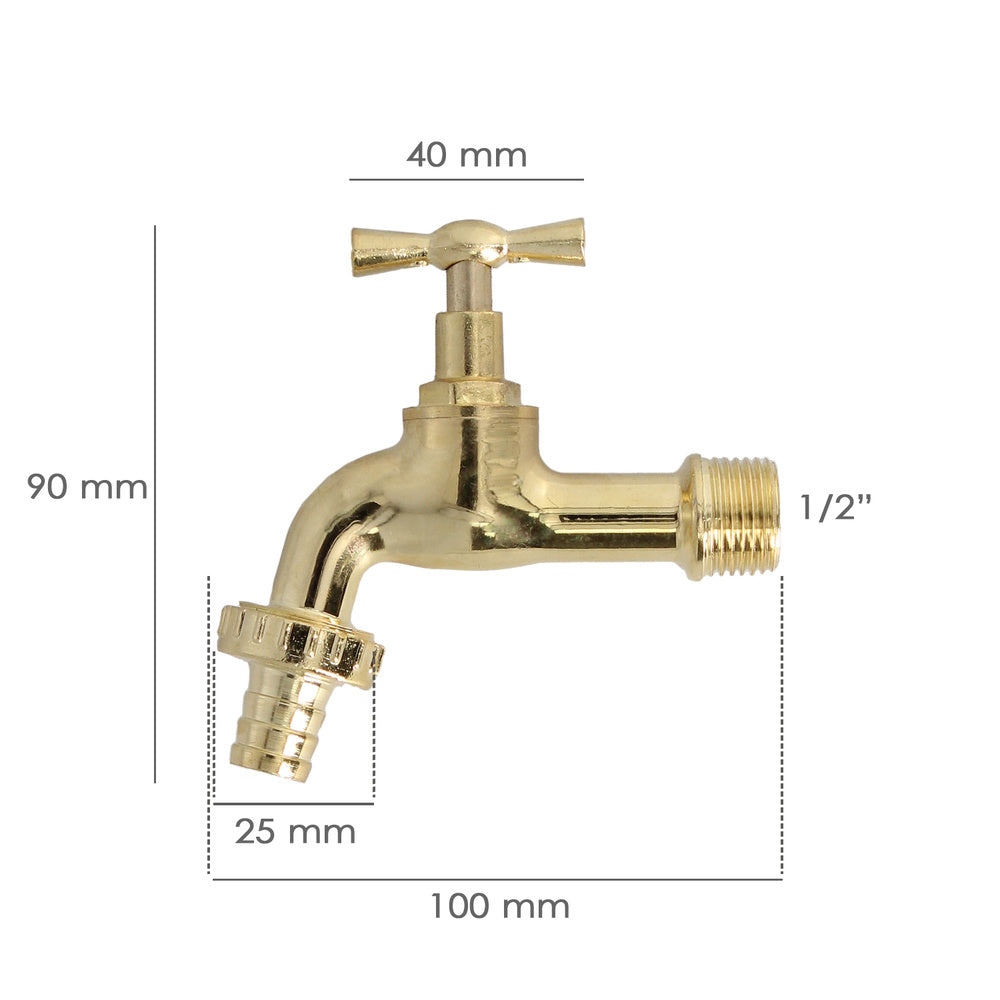 Torneira curva em latão polido com encaixe de 1/2", torneira para jardim exterior