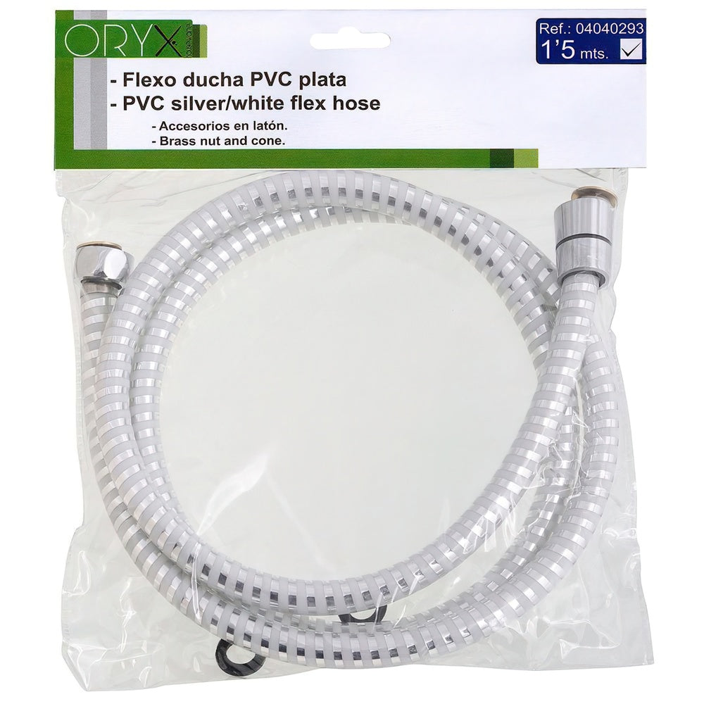 Flexível de chuveiro PVC branco/prata 1,50 metros