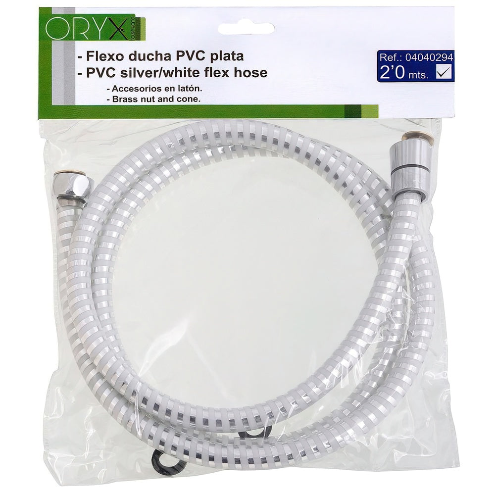 Flexo de chuveiro PVC branco/prata 2,00 metros