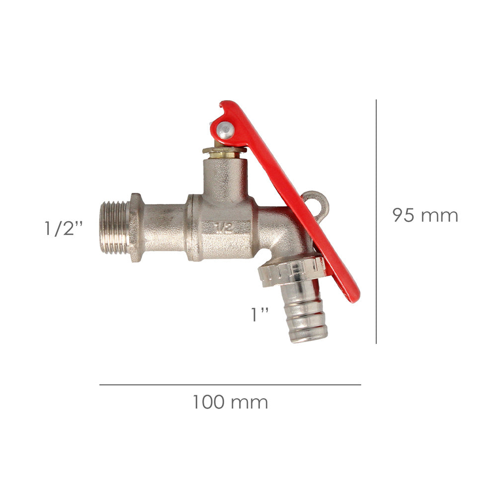 Válvula de esfera de 1/2" com sistema de cadeado, torneira exterior para jardim, torneira com fecho e conector para mangueira
