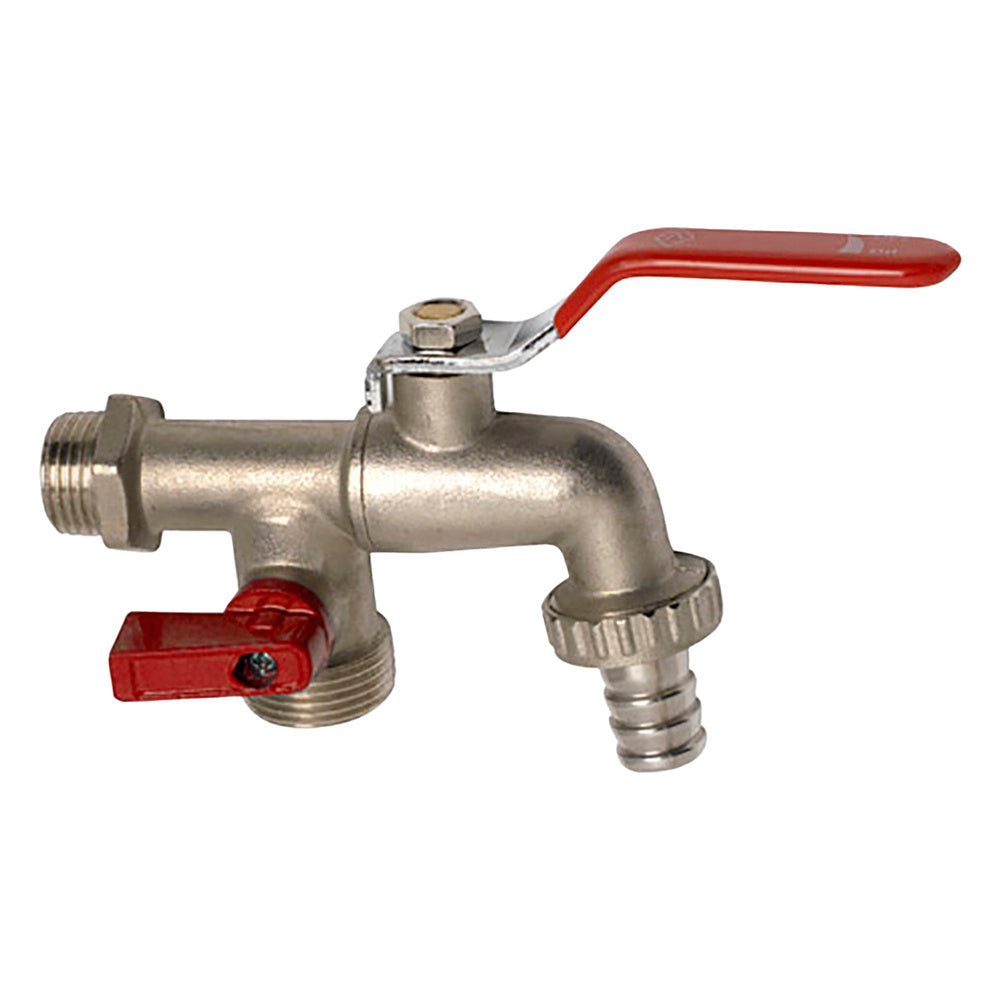 Vertical double hose garden ball valve 1/2" x 3/4" x 3/4"