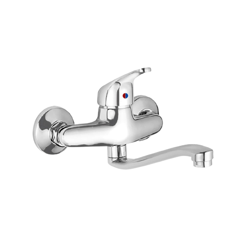 Misturadora monocomando de parede horizontal para lava-louças. Com cartucho cerâmico de Ø 40 mm
