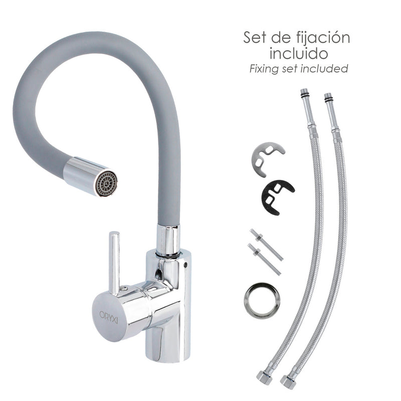 Grifo monomando fregadero flexible caño alto, grifo de cocina flexible caño alto.cartucho ceramico ø 35 mm