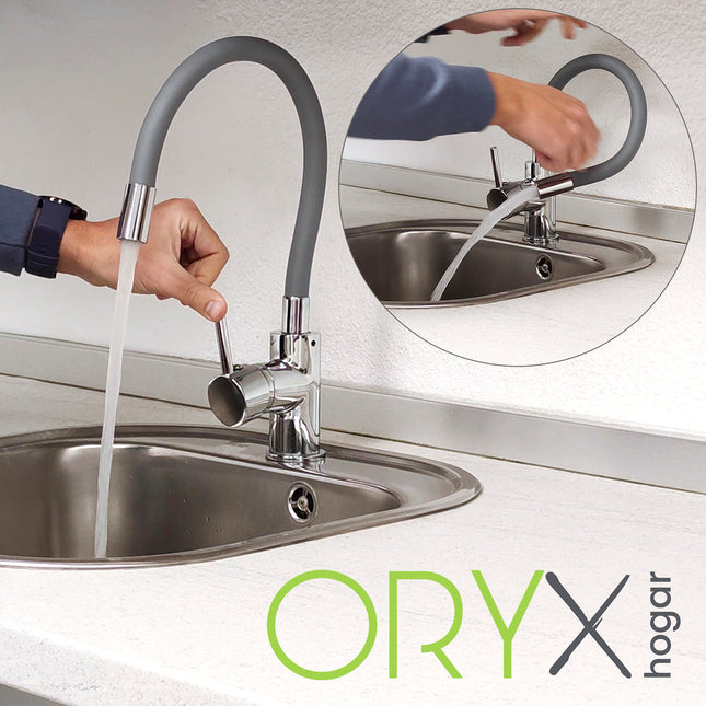 Grifo monomando fregadero flexible caño alto, grifo de cocina flexible caño alto.cartucho ceramico ø 35 mm