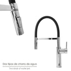 Monocomando de lava-louças flexível com suporte de torneira flexível jato arejado, jato pulverizado. Torneira de cozinha, torneira alta, torneira de lava-louças