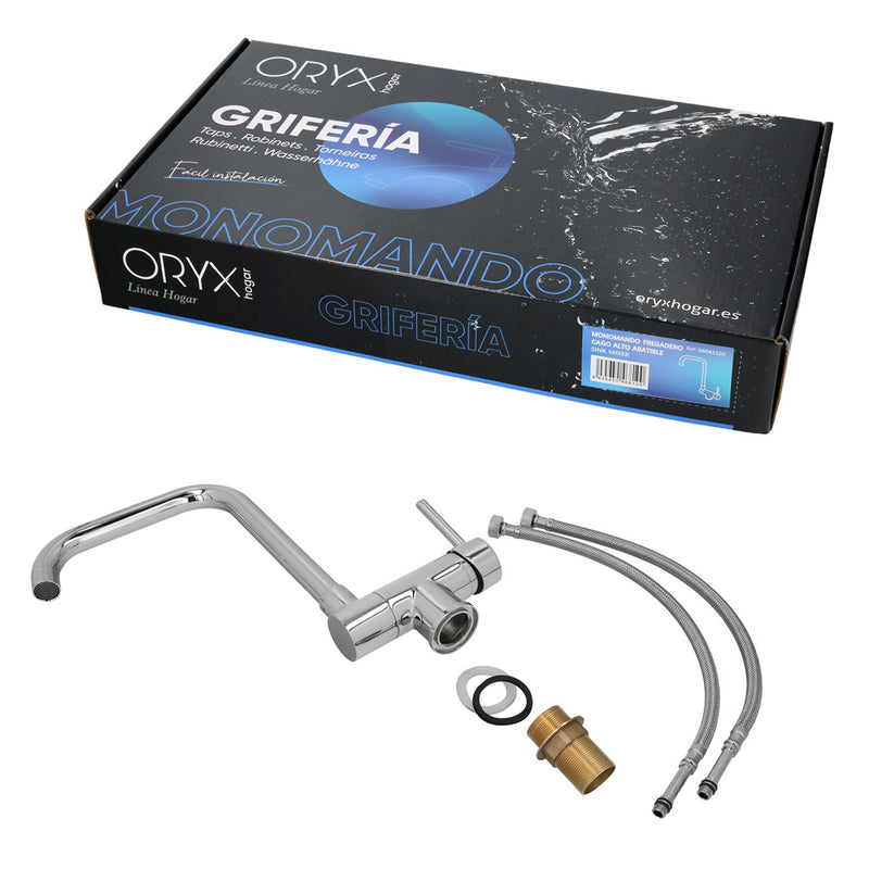 Monomando fregadero caño alto abatible. grifo 360º. chorro aireado, grifo cocina, grifo alto, grifo fregadero