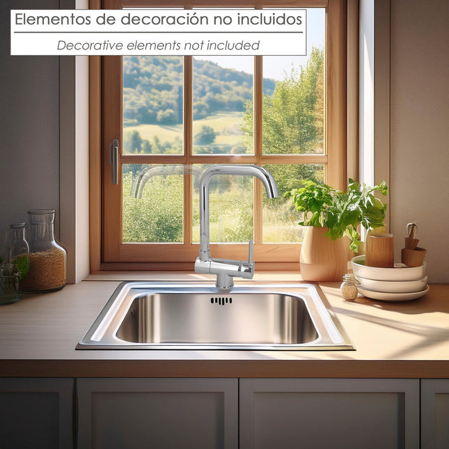 Monomando fregadero caño alto abatible. grifo 360º. chorro aireado, grifo cocina, grifo alto, grifo fregadero