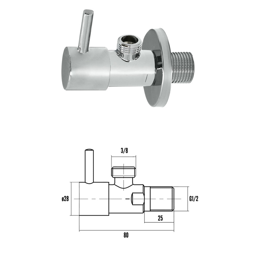 Ceramic Angle Valve 1/2" - 3/8"