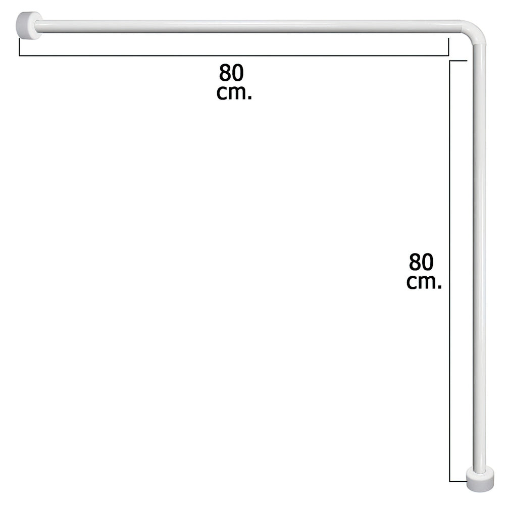 Barra universal para cortina de duche, alumínio branco, 80x80 cm
