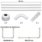 Barra para  cortina ducha universal aluminio blanco 80 x 170 cm