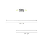 Barra extensível para cortina de duche, alumínio branco, 125 a 220 cm