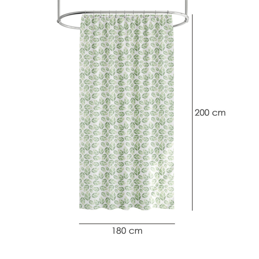 Cortina de duche de folhas verdes 180x200 cm impermeável