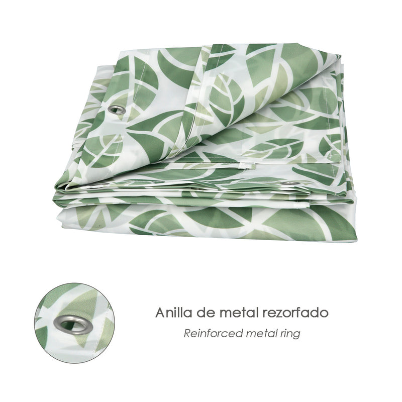 Cortina ducha hojas verdes 180x200 cm. impermeable