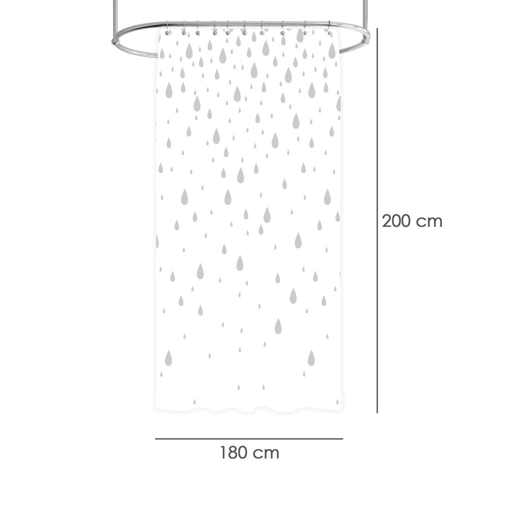 Cortina de duche gotas cinzenta 180x200 cm impermeável