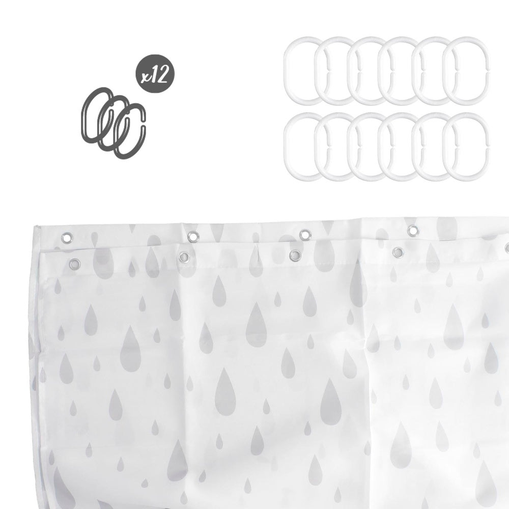 Shower curtain grey droplets 180x200 cm waterproof