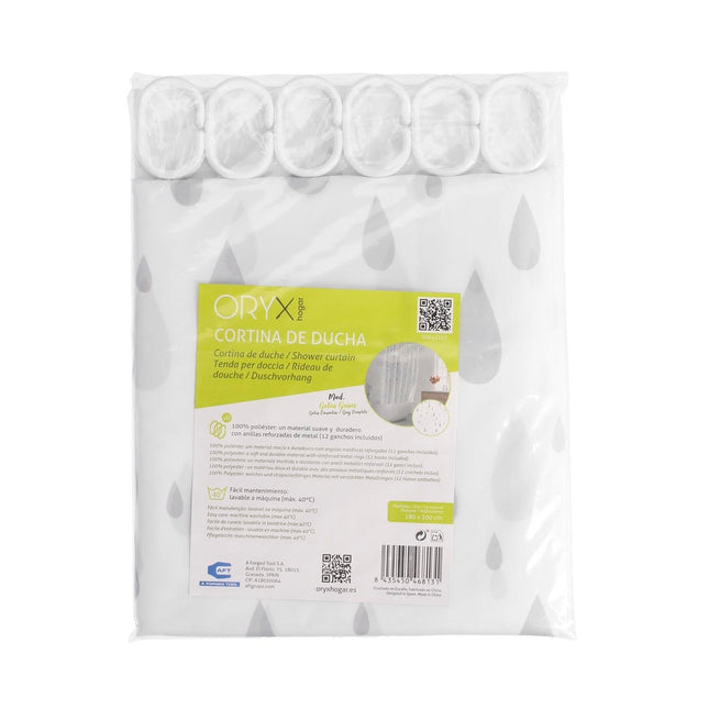 Cortina ducha gotas gris 180x200 cm. impermeable