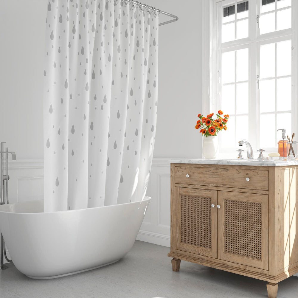 Cortina de duche gotas cinzenta 180x200 cm impermeável