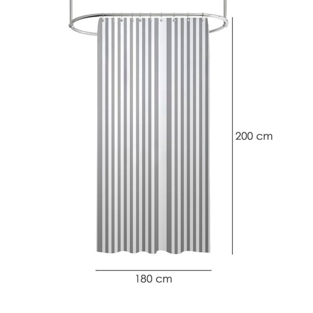 White striped shower curtain 180x200 cm waterproof