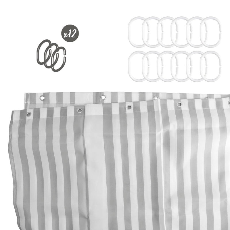 Cortina ducha rayas blancas 180x200 cm. impermeable