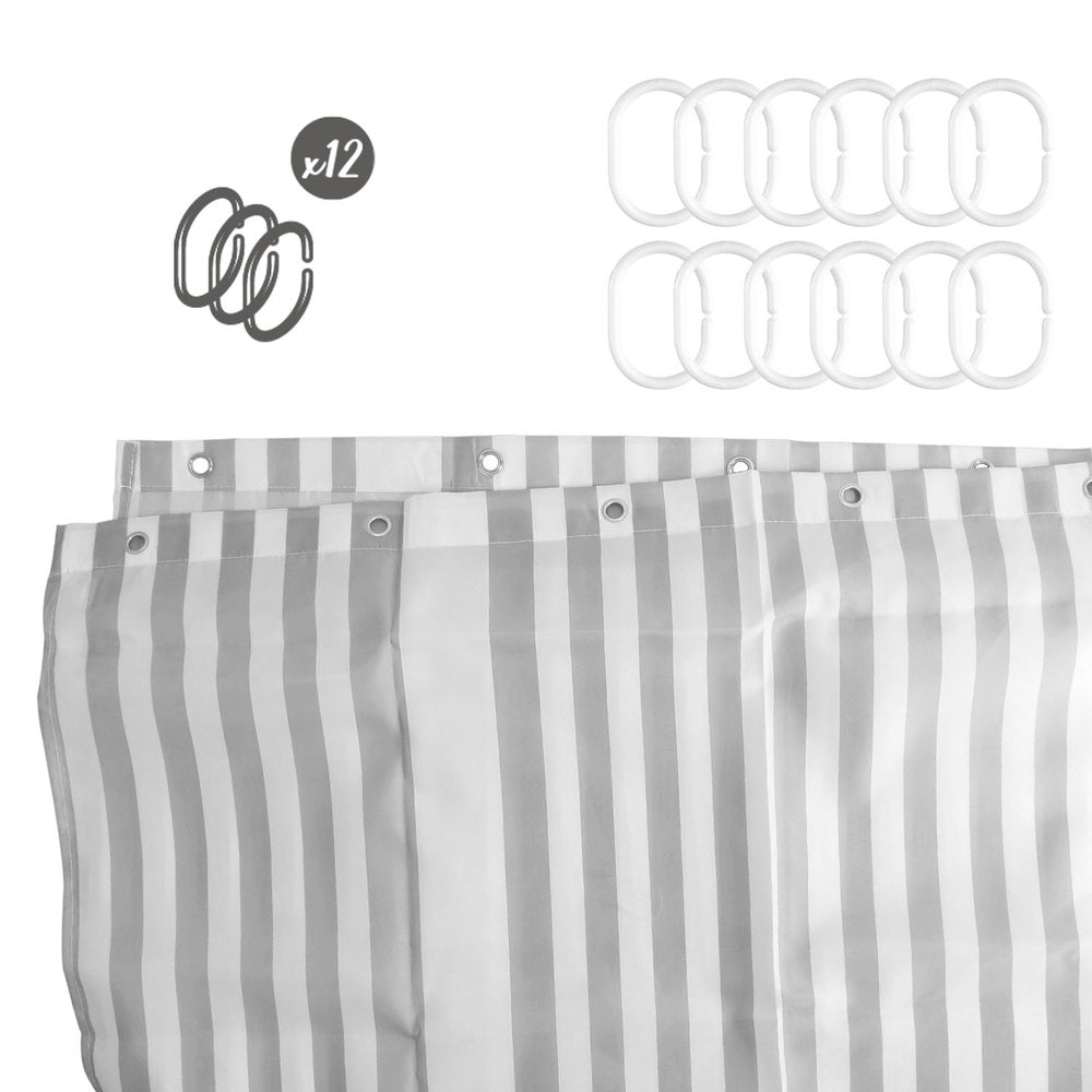 White striped shower curtain 180x200 cm waterproof