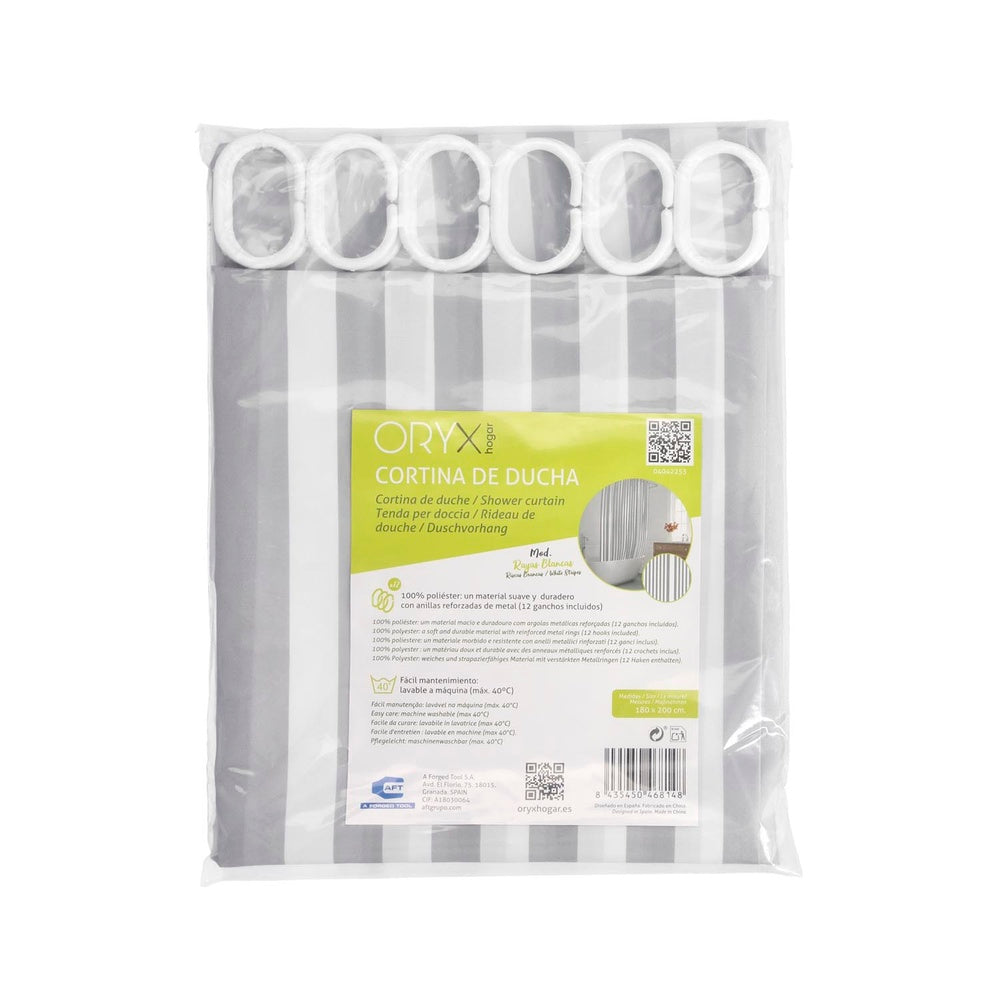 White striped shower curtain 180x200 cm waterproof