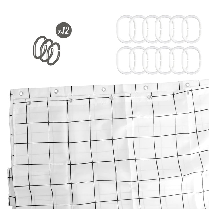 Cortina ducha cuadros 180x200 cm. impermeable