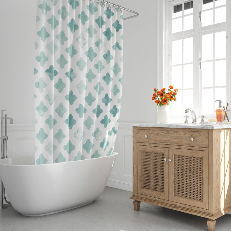 Cortina ducha geometrica azul 180x200 cm. impermeable