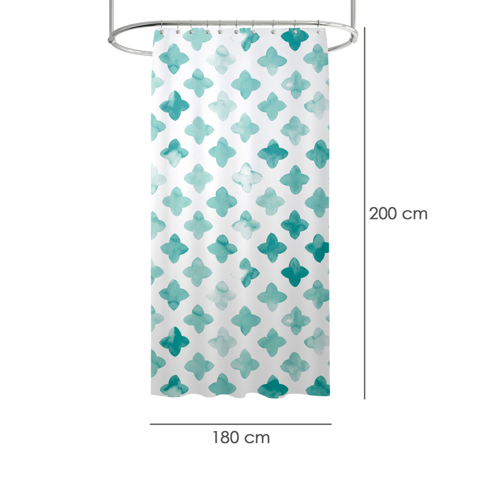 Cortina de duche geométrica azul 180x200 cm impermeável