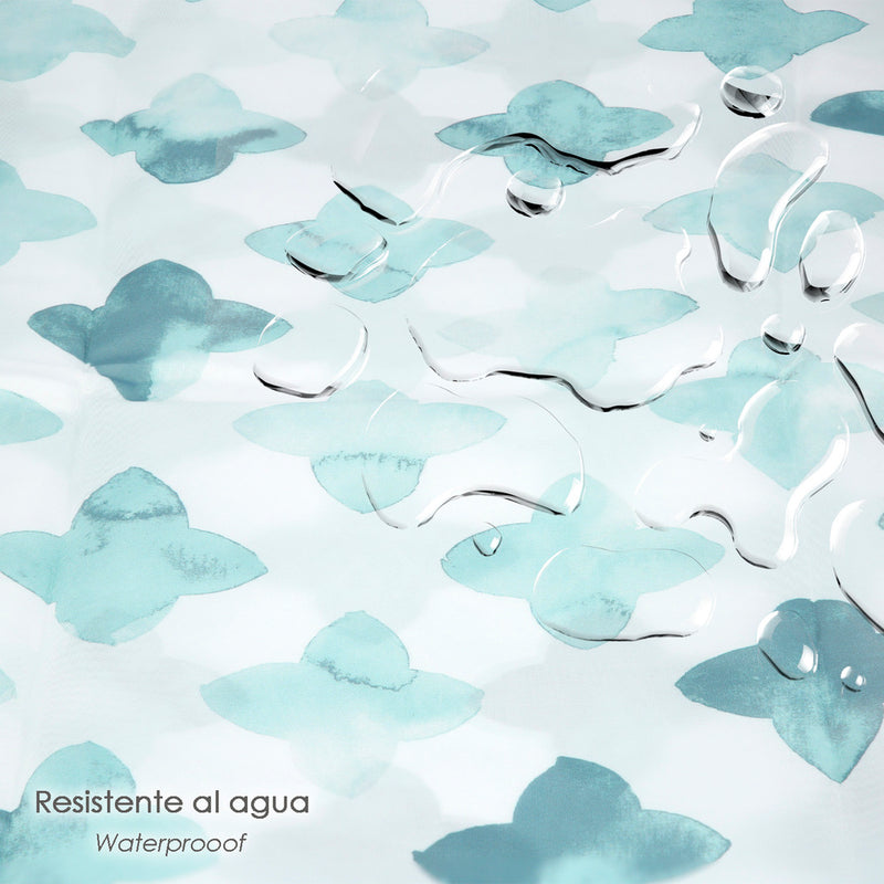 Cortina ducha geometrica azul 180x200 cm. impermeable