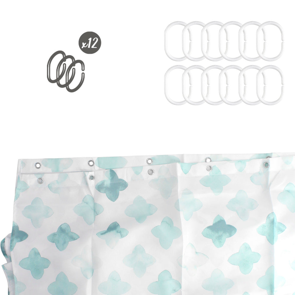 Geometric blue shower curtain 180x200 cm waterproof
