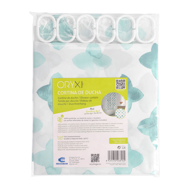 Cortina ducha geometrica azul 180x200 cm. impermeable