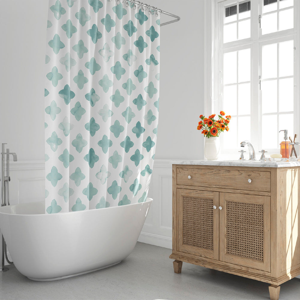 Geometric blue shower curtain 180x200 cm waterproof