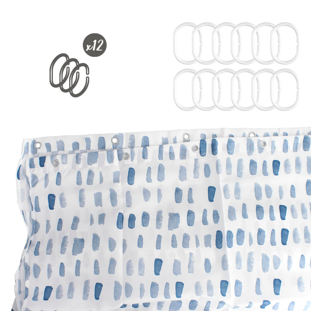 Blue Matrix Shower Curtain 180x200 cm Waterproof