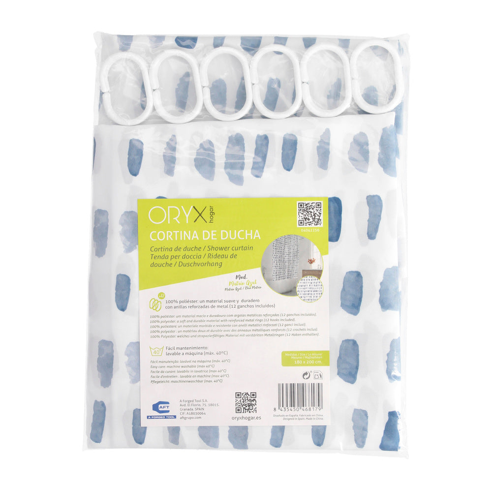 Blue Matrix Shower Curtain 180x200 cm Waterproof