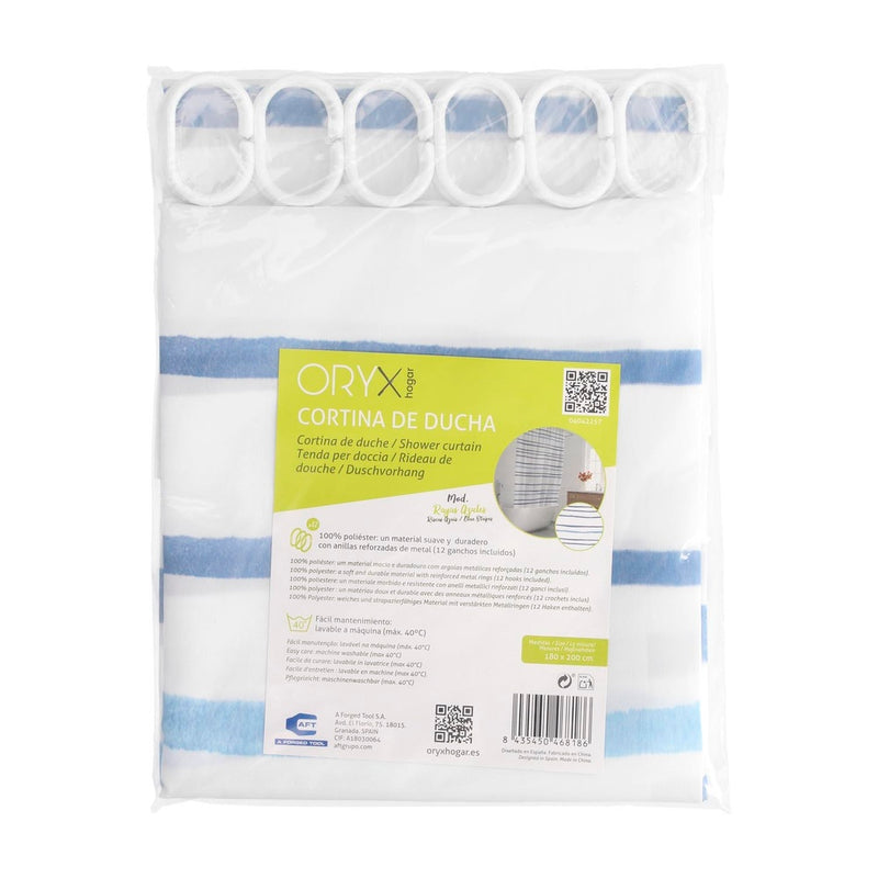 Cortina ducha rayas azules 180x200 cm. impermeable