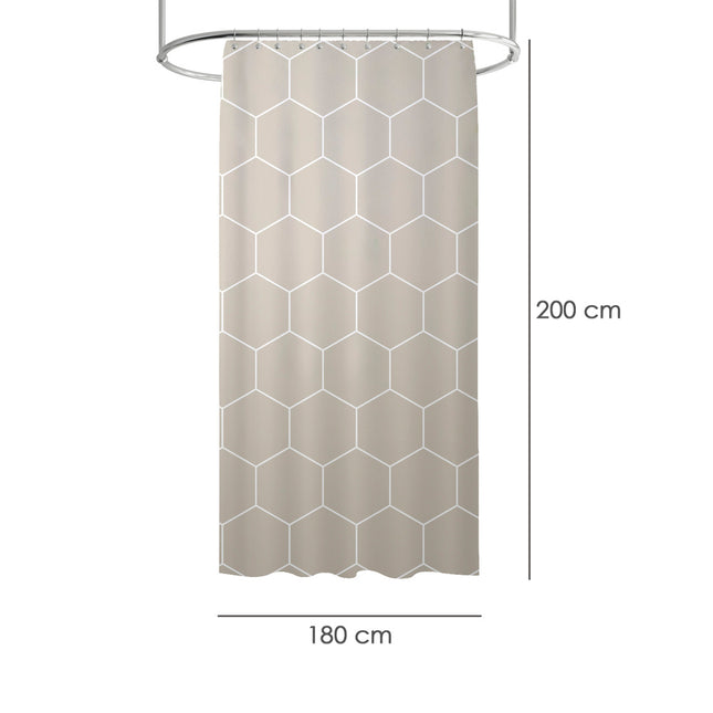 Cortina ducha formas geometricas beige 180x200 cm. impermeable